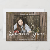 Rustic Wood Fotosjabloon High School Afstuderen Bedankkaart (Voorkant)