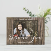 Rustic Wood Fotosjabloon High School Afstuderen Bedankkaart (Staand voorkant)