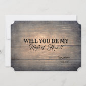 Rustic Wood Fun Bruidsmeisje / Maid of Honor Kaart (Achterkant)