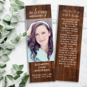 Rustic Wood Funeral Bladwijzer Memorial Prayer Kaa Mini Visitekaartjes