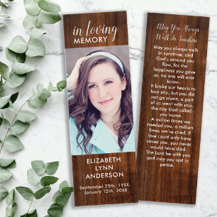 Rustic Wood Funeral Bladwijzer Memorial Prayer Kaa Mini Visitekaartjes