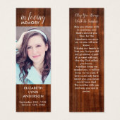 Rustic Wood Funeral Bladwijzer Memorial Prayer Kaa Mini Visitekaartjes (Voorkant /achterkant)