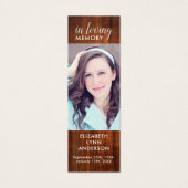 Rustic Wood Funeral Bladwijzer Memorial Prayer Kaa Mini Visitekaartjes (Voorkant)