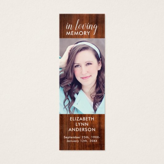 Rustic Wood Funeral Bladwijzer Memorial Prayer Kaa Mini Visitekaartjes (Voorkant)