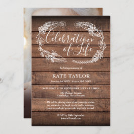 Rustic Wood Funeral Celebration of Life Photo Kaart