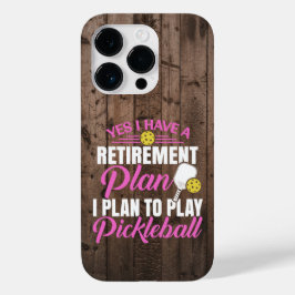 Rustic Wood Funny Pink Pickleball Case-Mate iPhone 14 Pro Hoesje
