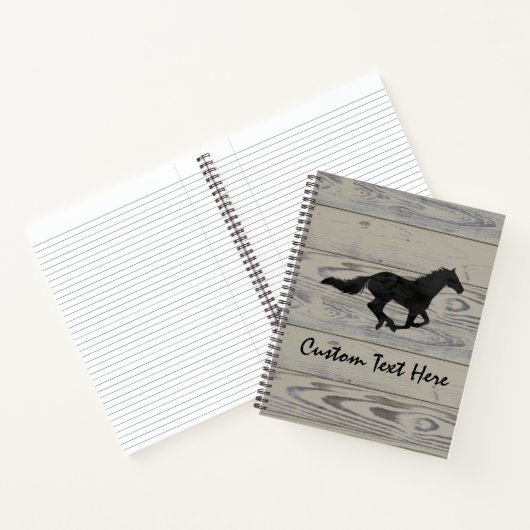 Rustic Wood Galloping Horse Silhouette Notitieboek (Binnen)