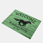 Rustic Wood Galloping Horse Waterverf Silhouette Deurmat (Schuin)