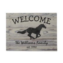 Rustic Wood Galloping Horse Waterverf Silhouette