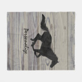 Rustic Wood Galloping Horse Waterverf Silhouette Fleece Deken (Voorkant (Horizontaal))