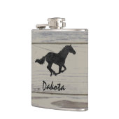 Rustic Wood Galloping Horse Waterverf Silhouette Heupfles (Links)