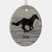 Rustic Wood Galloping Horse Waterverf Silhouette Keramisch Ornament (Rechts)