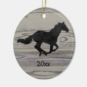 Rustic Wood Galloping Horse Waterverf Silhouette Keramisch Ornament (Links)