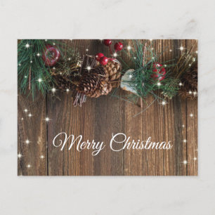 Rustic Wood Garland Cinnamon Kerstgroet Briefkaart