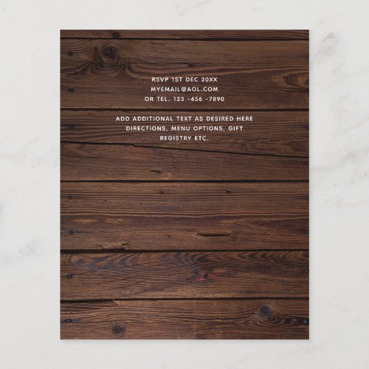 Rustic Wood gegraveerd Heart PHOTO COLLAGE Invitat (Achterkant)