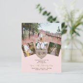 Rustic Wood gegraveerd Heart PHOTO COLLAGE Invitat (Staand voorkant)