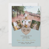 Rustic Wood gegraveerd Heart PHOTO COLLAGE Invitat Kaart (Voorkant)