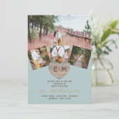 Rustic Wood gegraveerd Heart PHOTO COLLAGE Invitat Kaart (Staand voorkant)