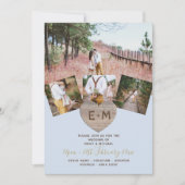 Rustic Wood gegraveerd Heart PHOTO COLLAGE Invitat Kaart (Voorkant)