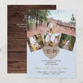 Rustic Wood gegraveerd Heart PHOTO COLLAGE Invitat Kaart (Voorkant / Achterkant)