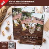 Rustic Wood gegraveerd Heart PHOTO COLLAGE WEDDING Kaart