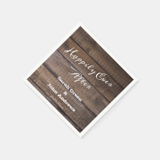 Rustic Wood gelukkig nooit na een rustige bruiloft Servet (Hoek)