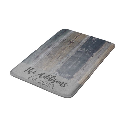 Rustic Wood Gepersonaliseerd Familienaam Badmat (Gekanteld)