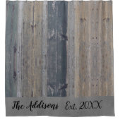 Rustic Wood Gepersonaliseerd Familienaam Douchegordijn (Voorkant)