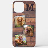 Rustic Wood Gepersonaliseerd Monogram 3 Foto Case-Mate iPhone Case (Achterkant)