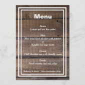 Rustic Wood Gepersonaliseerd Weddenschap Menu (Voorkant)