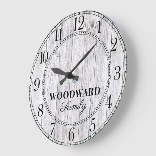 Rustic Wood Gepersonaliseerde familienaam Grote Klok (Hoek)