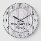 Rustic Wood Gepersonaliseerde familienaam Grote Klok (Voorkant)