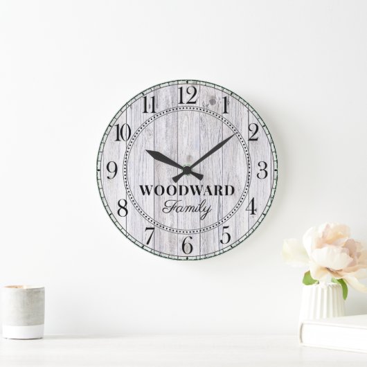 Rustic Wood Gepersonaliseerde familienaam Grote Klok (Huis)
