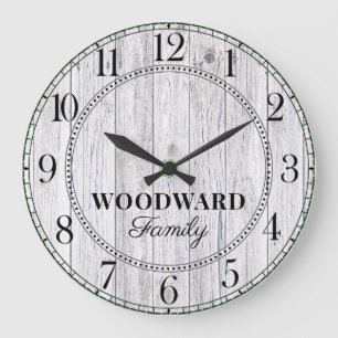 Rustic Wood Gepersonaliseerde familienaam Grote Klok