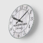 Rustic Wood Gepersonaliseerde familienaam Ronde Klok (Hoek)