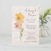Rustic Wood geperst Wildflower Boho Fotobruiloft Kaart (Staand voorkant)