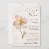 Rustic Wood geperst Wildflower Boho Fotobruiloft Kaart (Voorkant)