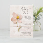 Rustic Wood geperst Wildflower Boho Fotobruiloft Kaart (Staand voorkant)
