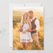 Rustic Wood geperst Wildflower Boho Fotobruiloft Kaart (Achterkant)