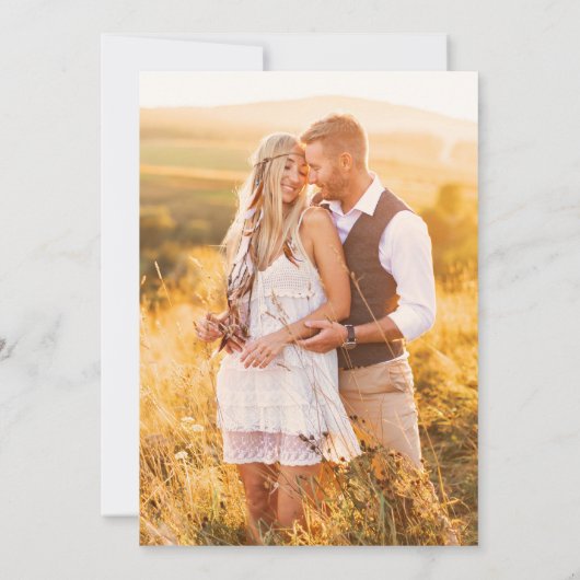 Rustic Wood geperst Wildflower Boho Fotobruiloft Kaart (Achterkant)