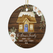 Rustic Wood Gingerbrood Familie Kersthuis Keramisch Ornament (Links)