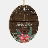 Rustic Wood Girl Baptism Keramisch Ornament (Rechts)