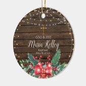 Rustic Wood Girl Baptism Keramisch Ornament (Links)