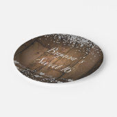 Rustic Wood Glam Diamonds Glitter Birthday Party Papieren Bordje (Gekanteld)