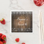 Rustic Wood Glam Diamonds Glitter Birthday Party Servet (Insitu)
