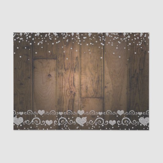 Rustic Wood Glam Diamonds Glitter Birthday Party Tissuepapier (Voorkant)