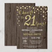 Rustic Wood Gold 21ste Birthday Diamond Kaart (Voorkant / Achterkant)