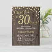 Rustic Wood Gold 30th Birthday Diamond Kaart (Staand voorkant)