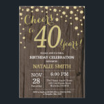Rustic Wood Gold 40th Birthday Diamond Kaart<br><div class="desc">40e verjaardag Uitnodiging met Rustic Wood en Gold Glitter Diamond achtergrond.  landretro. Gold Confetti. Volwassen verjaardag. Mannelijke Mannen of vrouwen: Birthday. Voor verdere aanpassing,  te klikken gelieve de knoop "van de Aanpassing het"en ons ontwerphulpmiddel te gebruiken om deze sjabloon te wijzigen.</div>