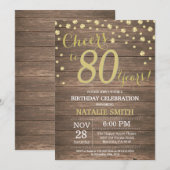 Rustic Wood Gold 80e verjaardag diamant Kaart (Voorkant / Achterkant)